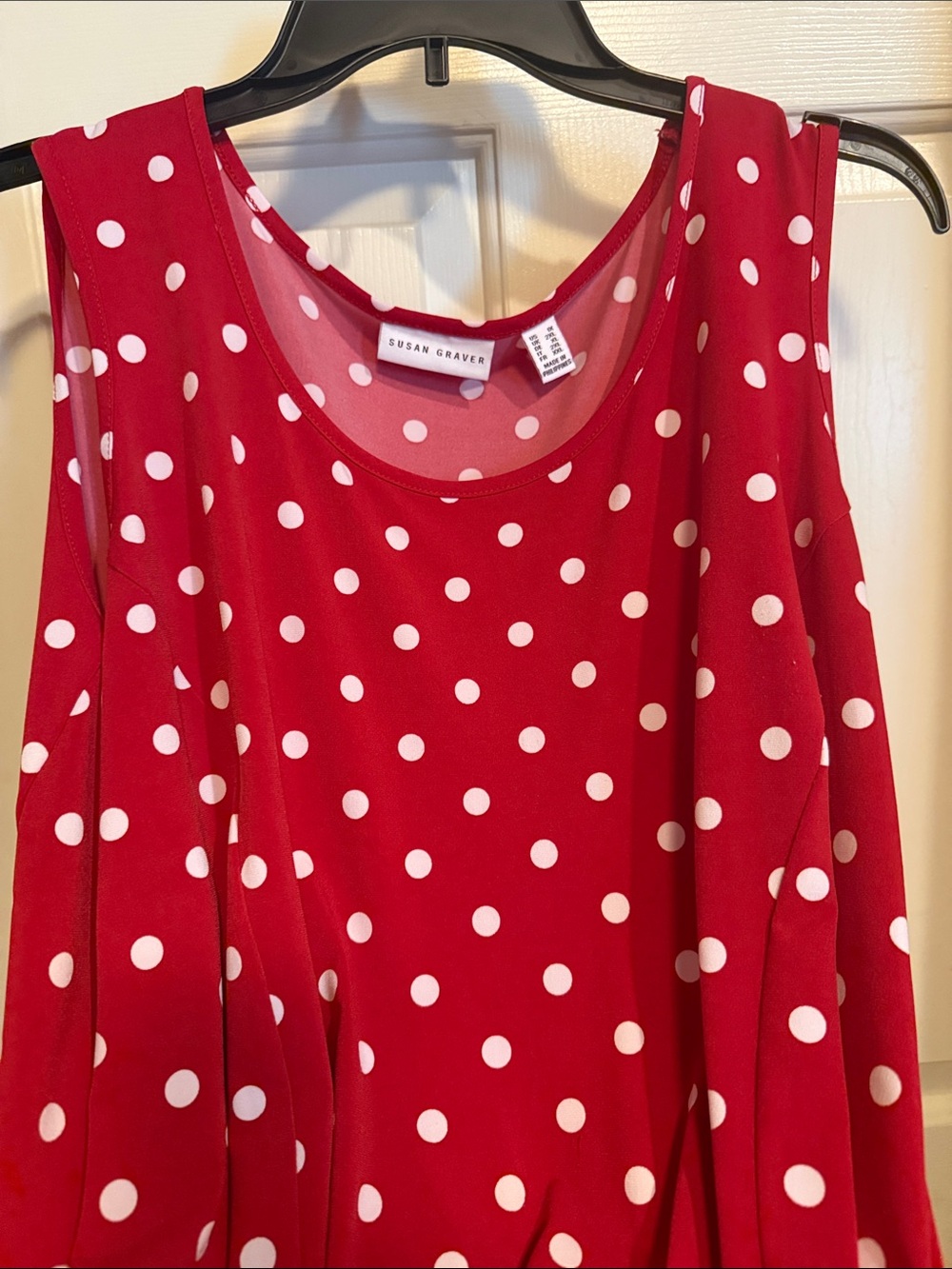 Susan Graver Red Polka Dot Sleeveless Swing Dress - Picture 12 of 13